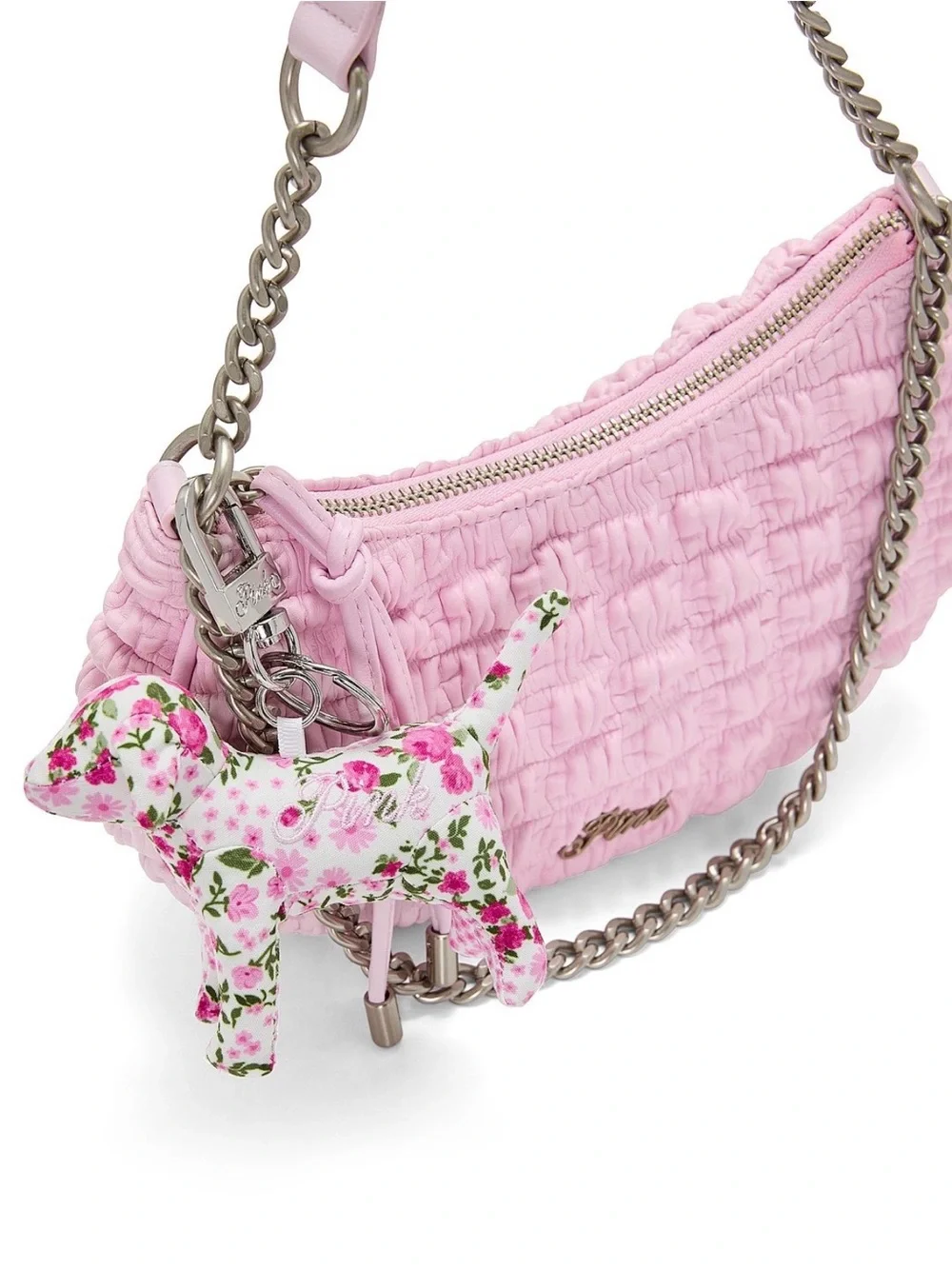 🐕🌸VICTORIA’S SECRET PINK Micro Dog Keychain Charm Pink Floral Coquette